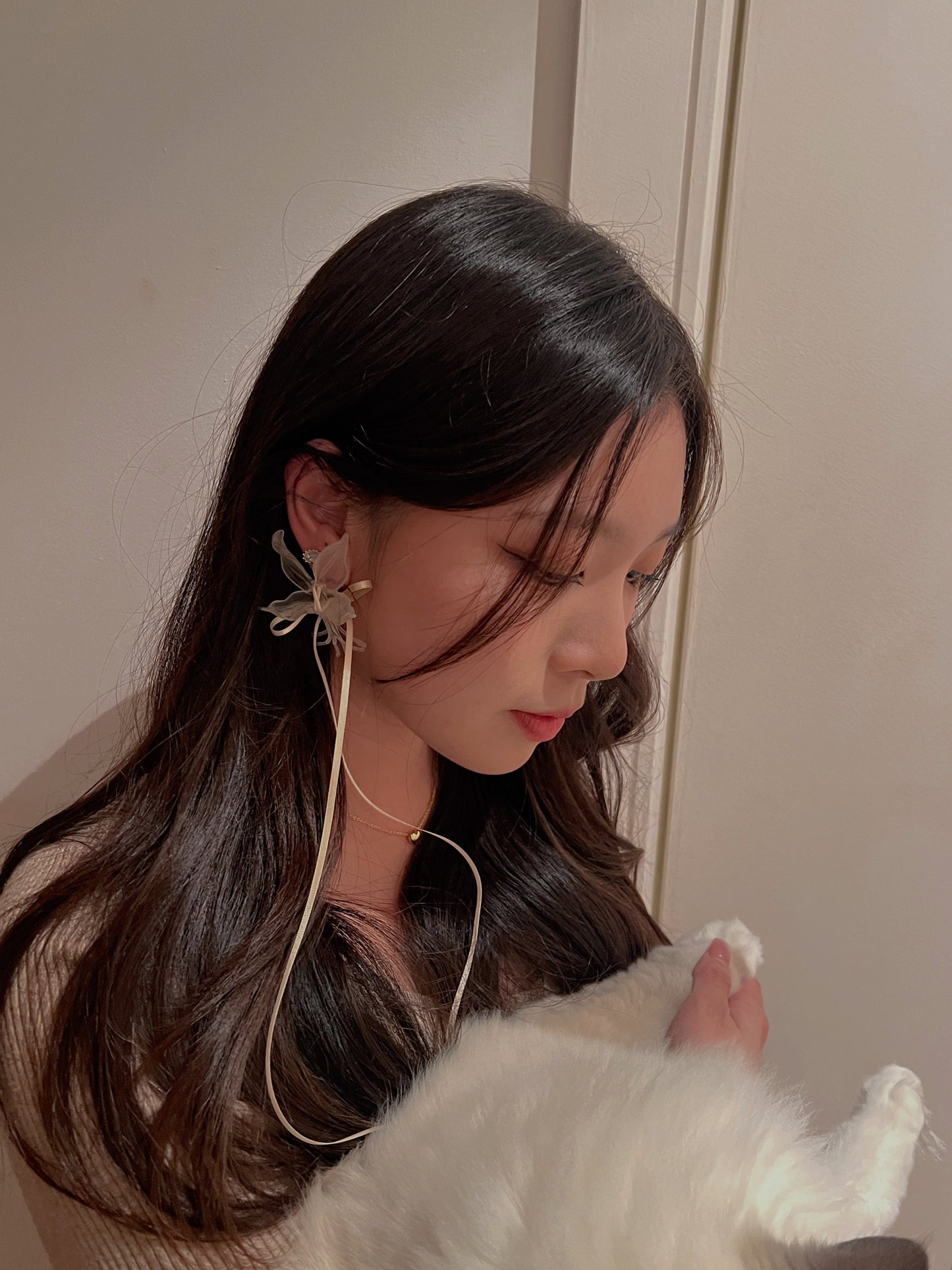 Clear Orchid Whispers Earrings Ribbon