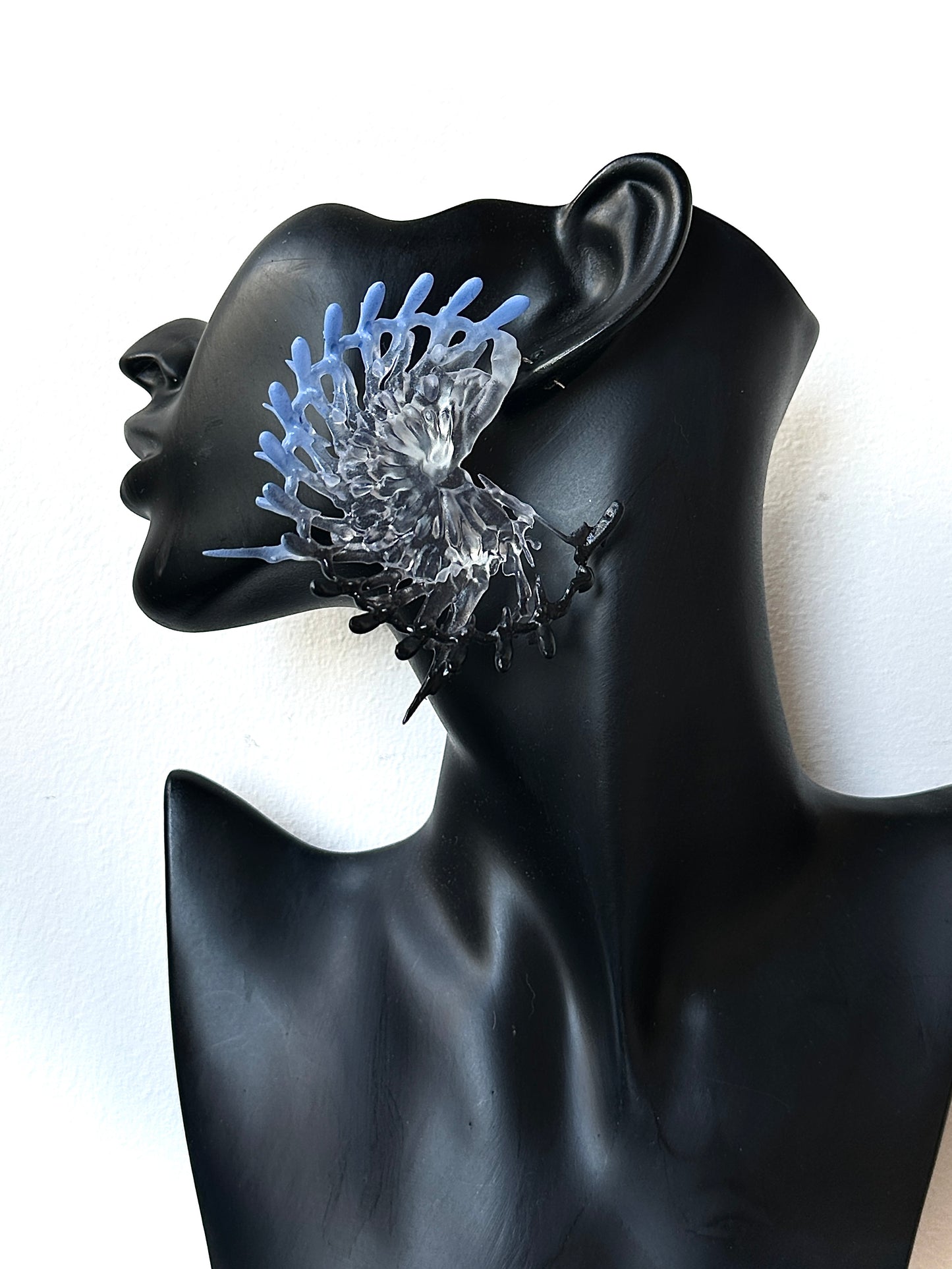 Botanic Elegy Hoop Earrings - Black & Baby Blue