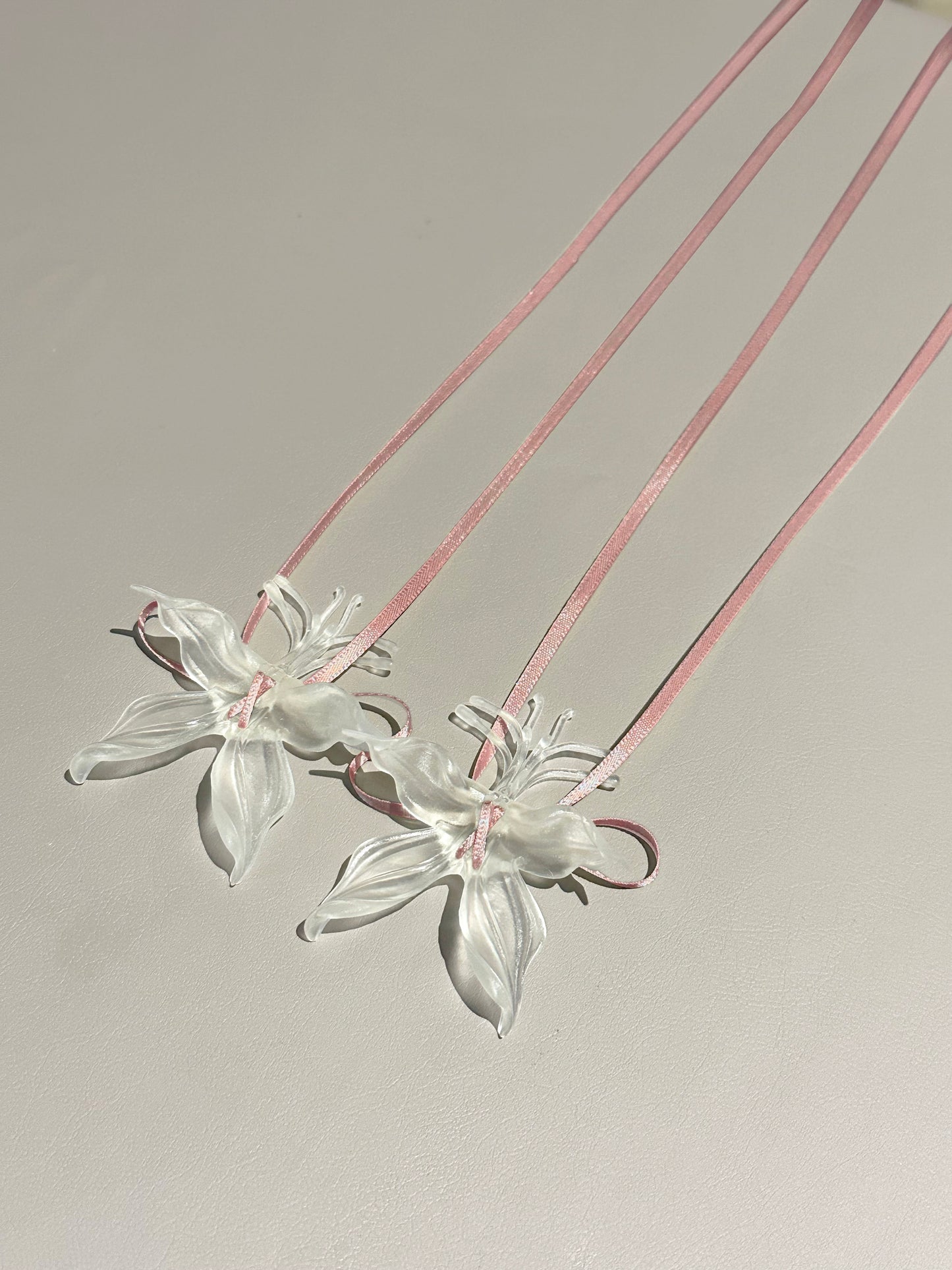 Clear Orchid Whispers Earrings Ribbon