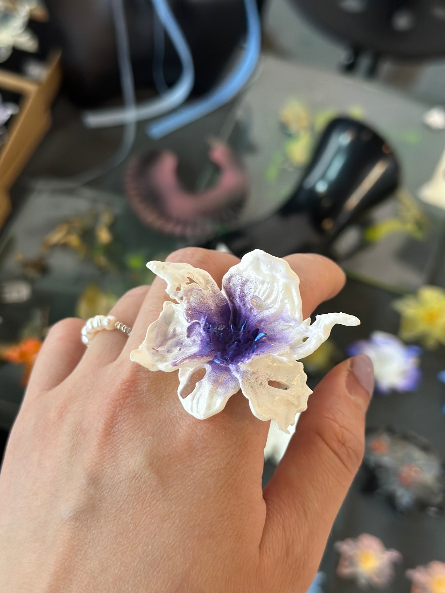 Daffodil Flower Ring Nº1 - Purple Center