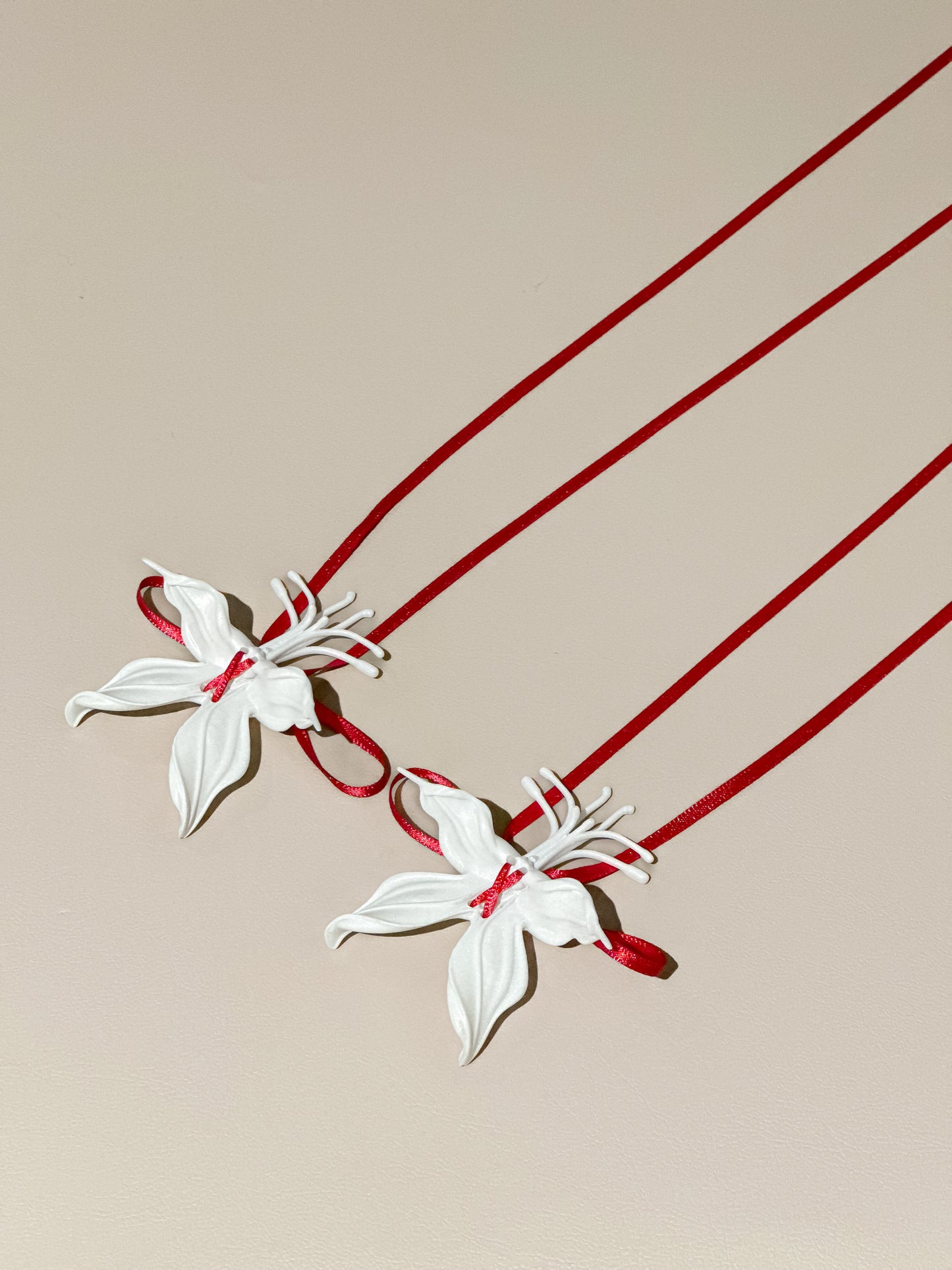 White Orchid Whispers Earrings Ribbon