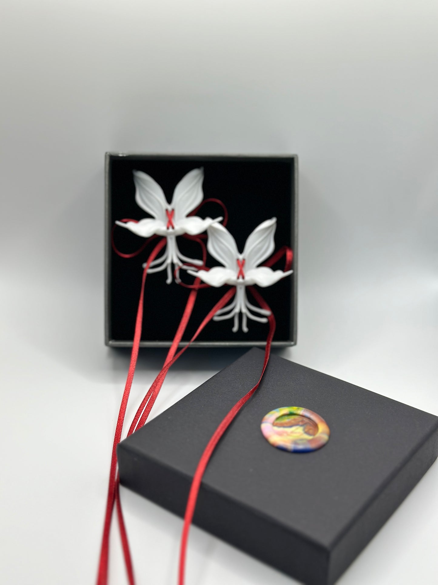 Clear Orchid Whispers Earrings Ribbon