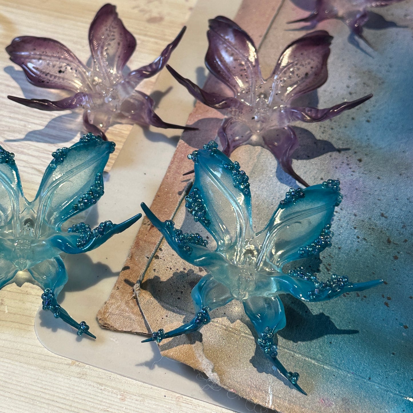Oceanbloom Beaded Orchid Earrings