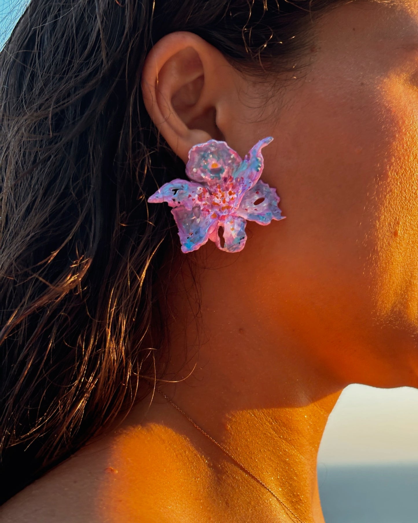 Regular Daffodils Earrings - Lavender Field Fireworks -Artist Collection