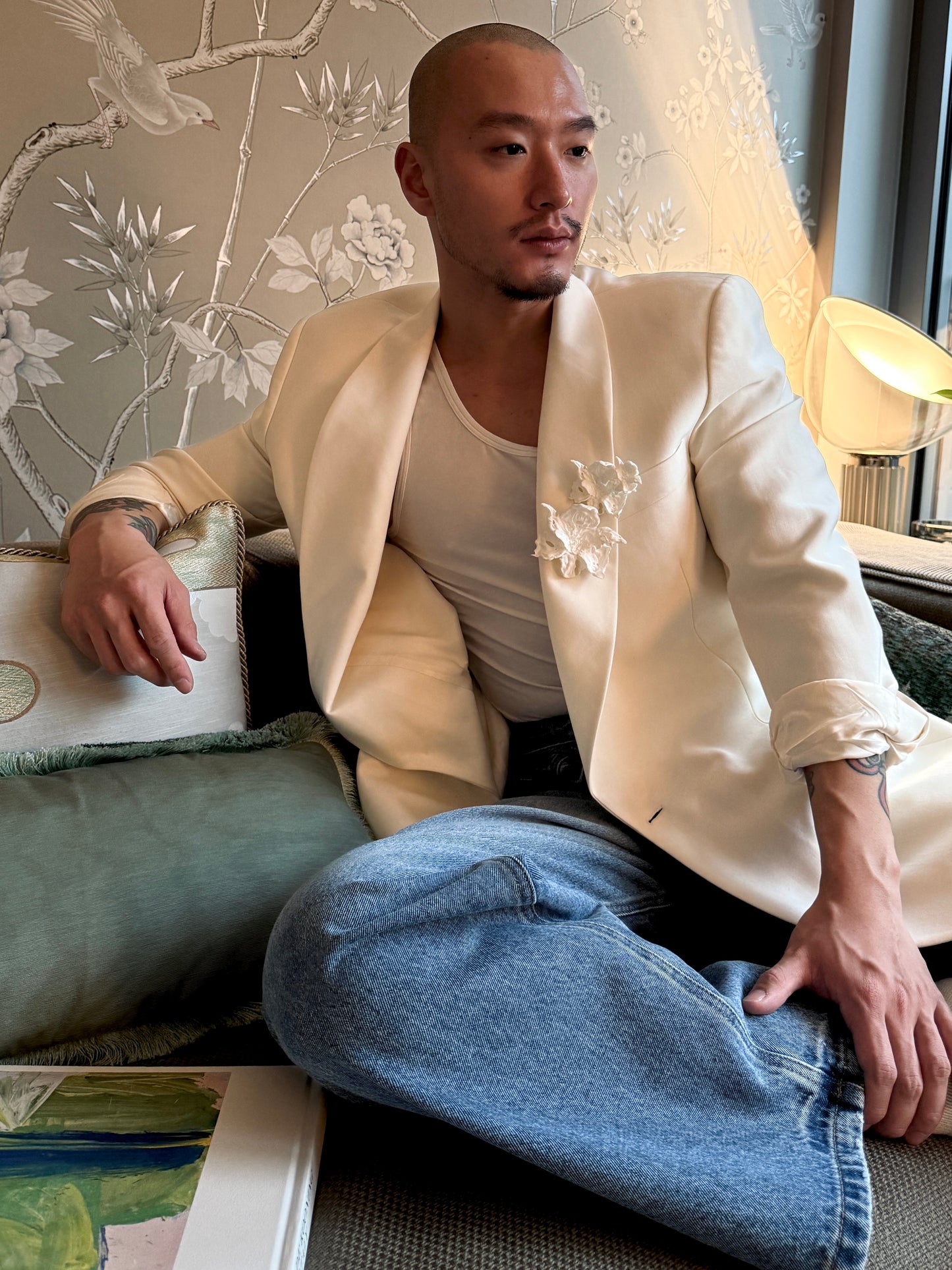 White Daffodil Mega Flower Blossom Brooch