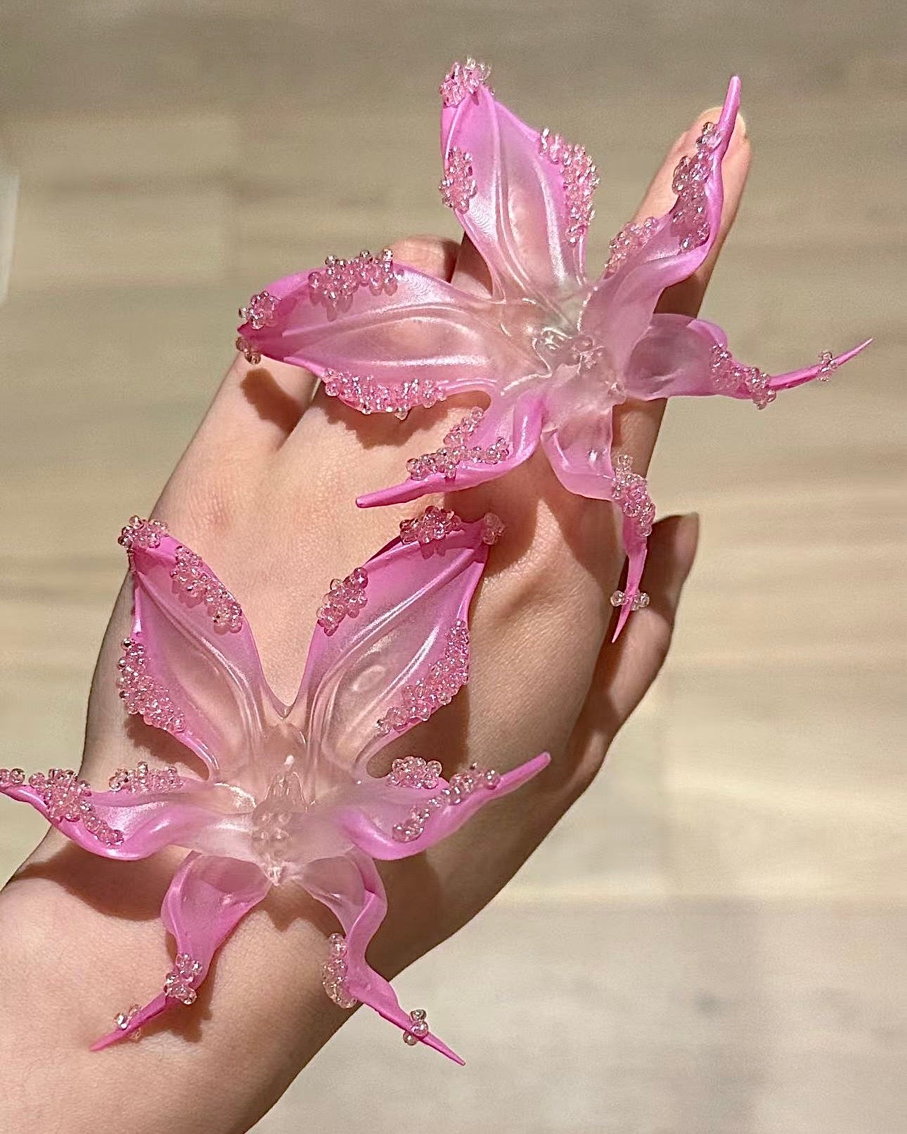 Sakura Tears Beaded Orchid Earrings