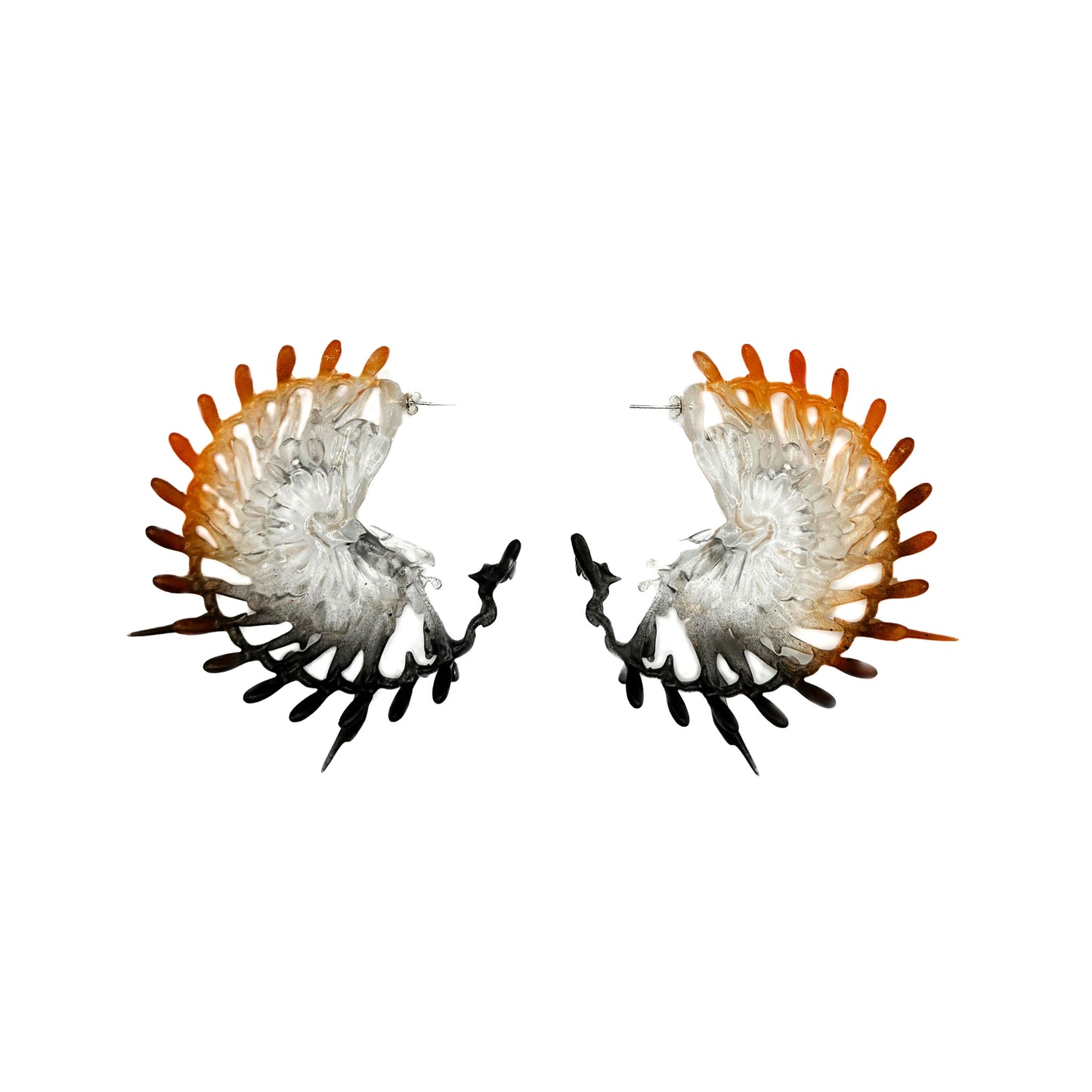Botanic Elegy Hoop Earrings - Black & Orange