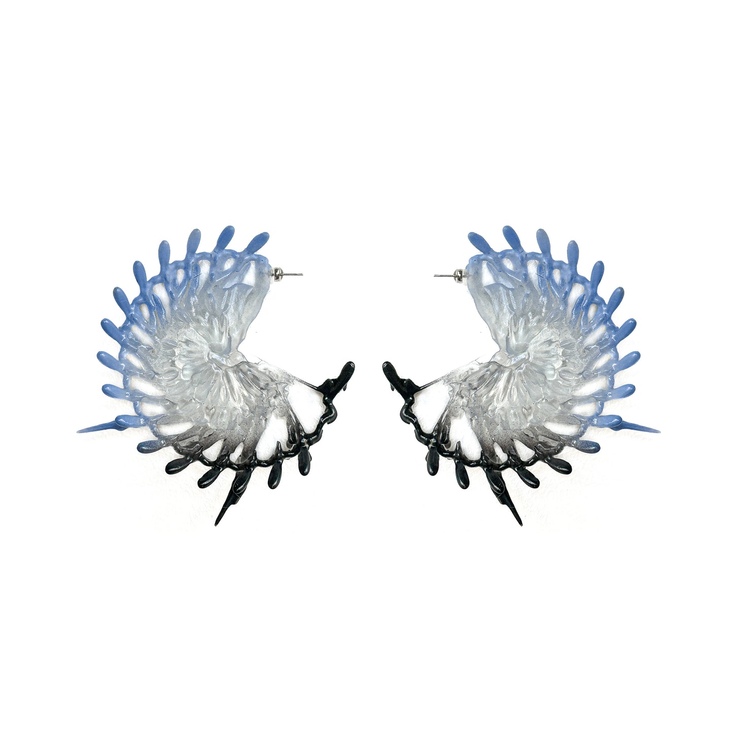 Botanic Elegy Hoop Earrings - Black & Baby Blue