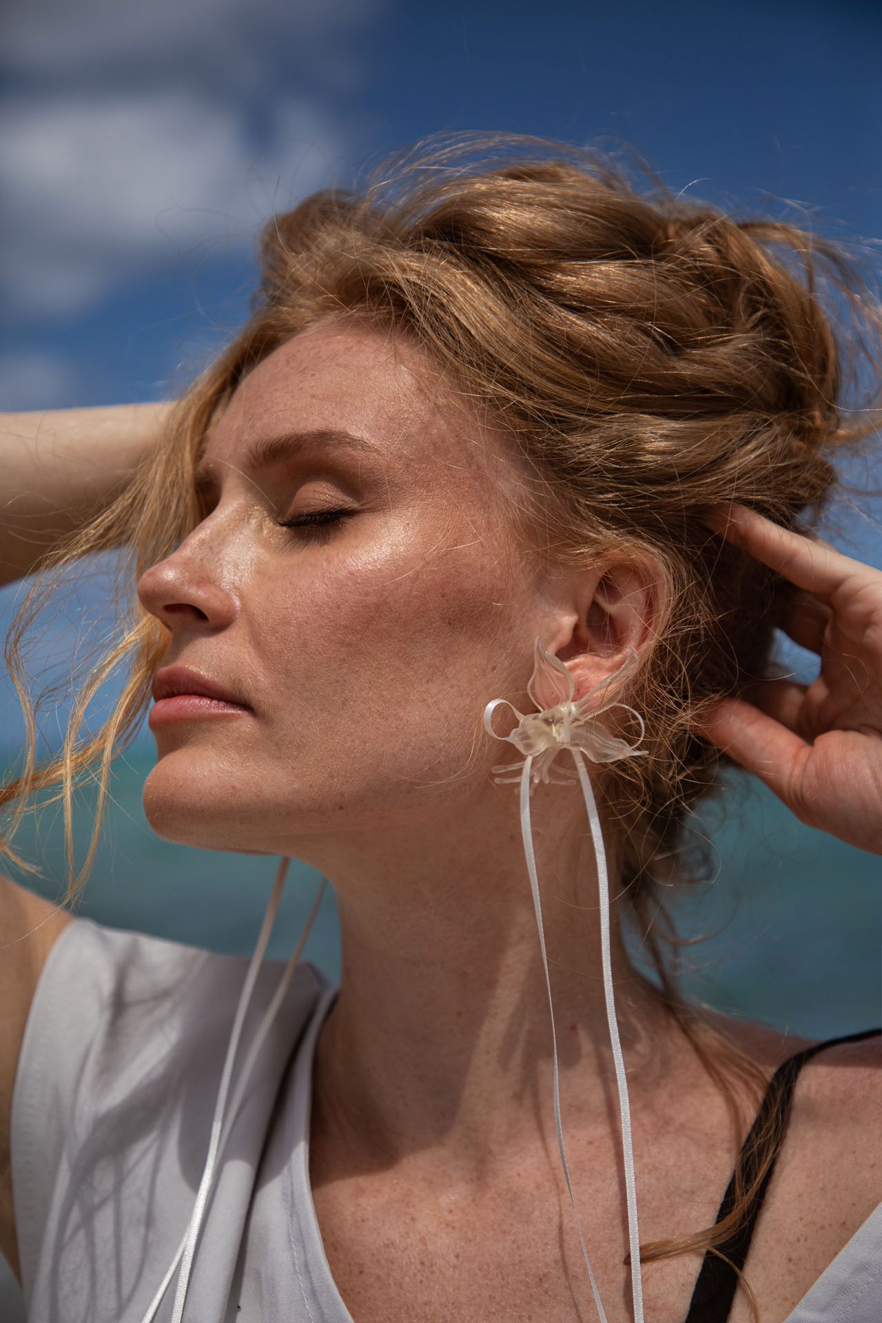 Clear Orchid Whispers Earrings Ribbon
