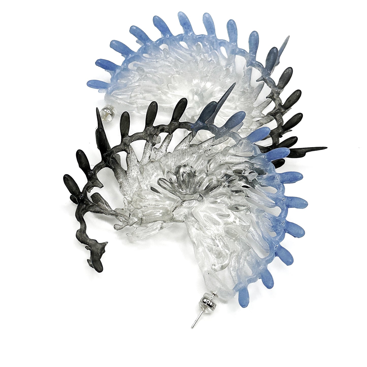 Botanic Elegy Hoop Earrings - Black & Baby Blue