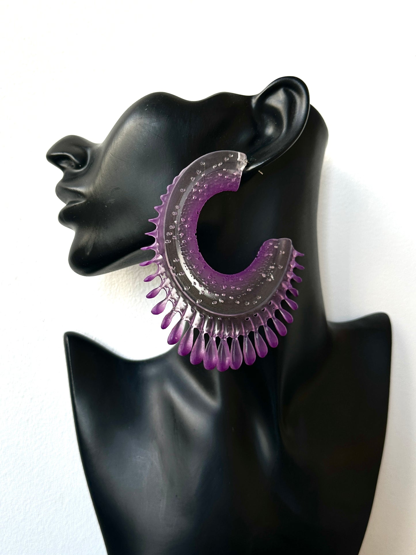 Resilient Passiflora Arc Earrings - Purple