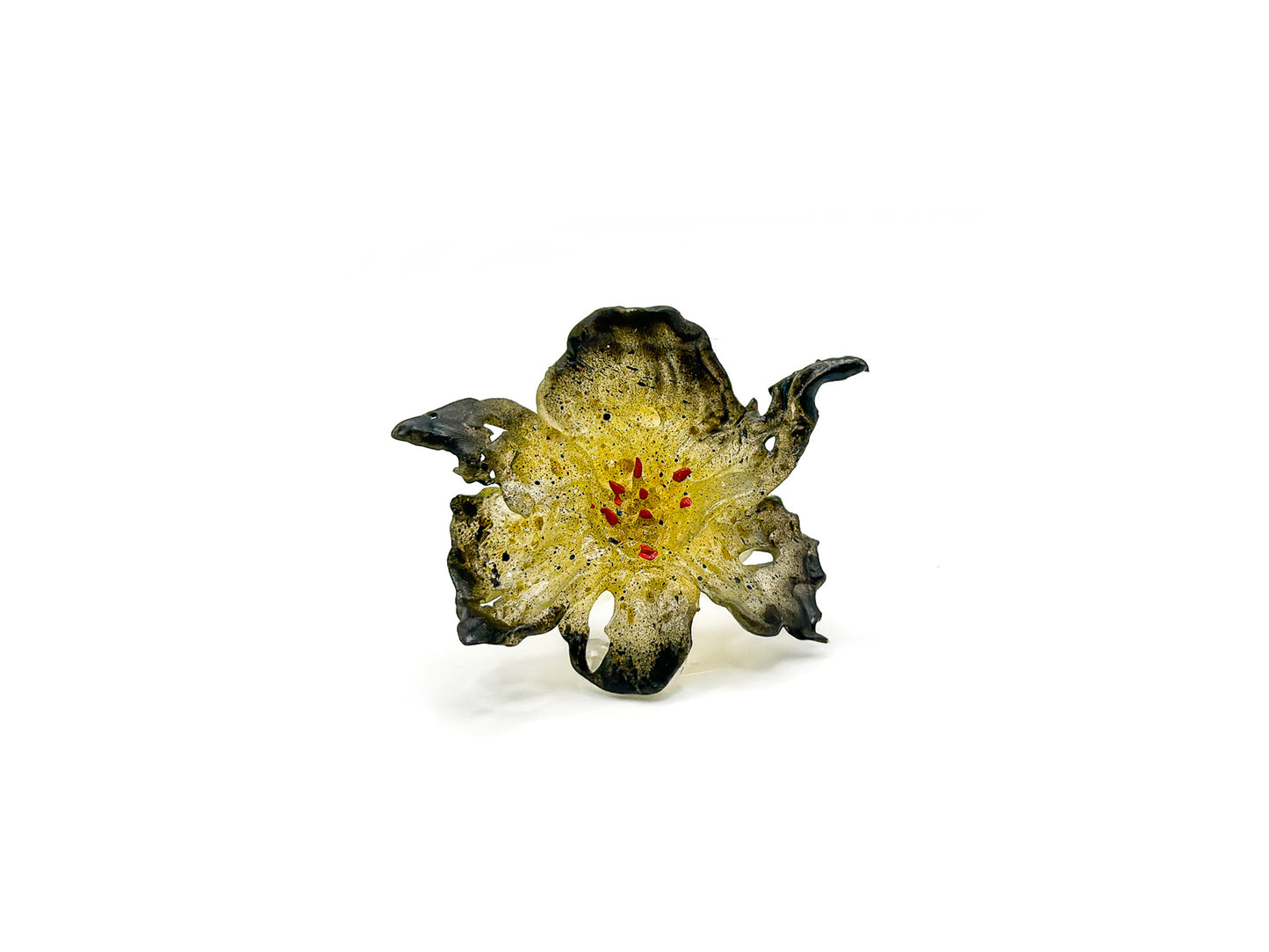 Daffodil Flower Ring Nº1 - Black Edge & Yellow
