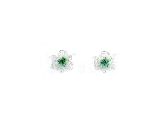 Mini Daffodils Earrings - Green point & Purple