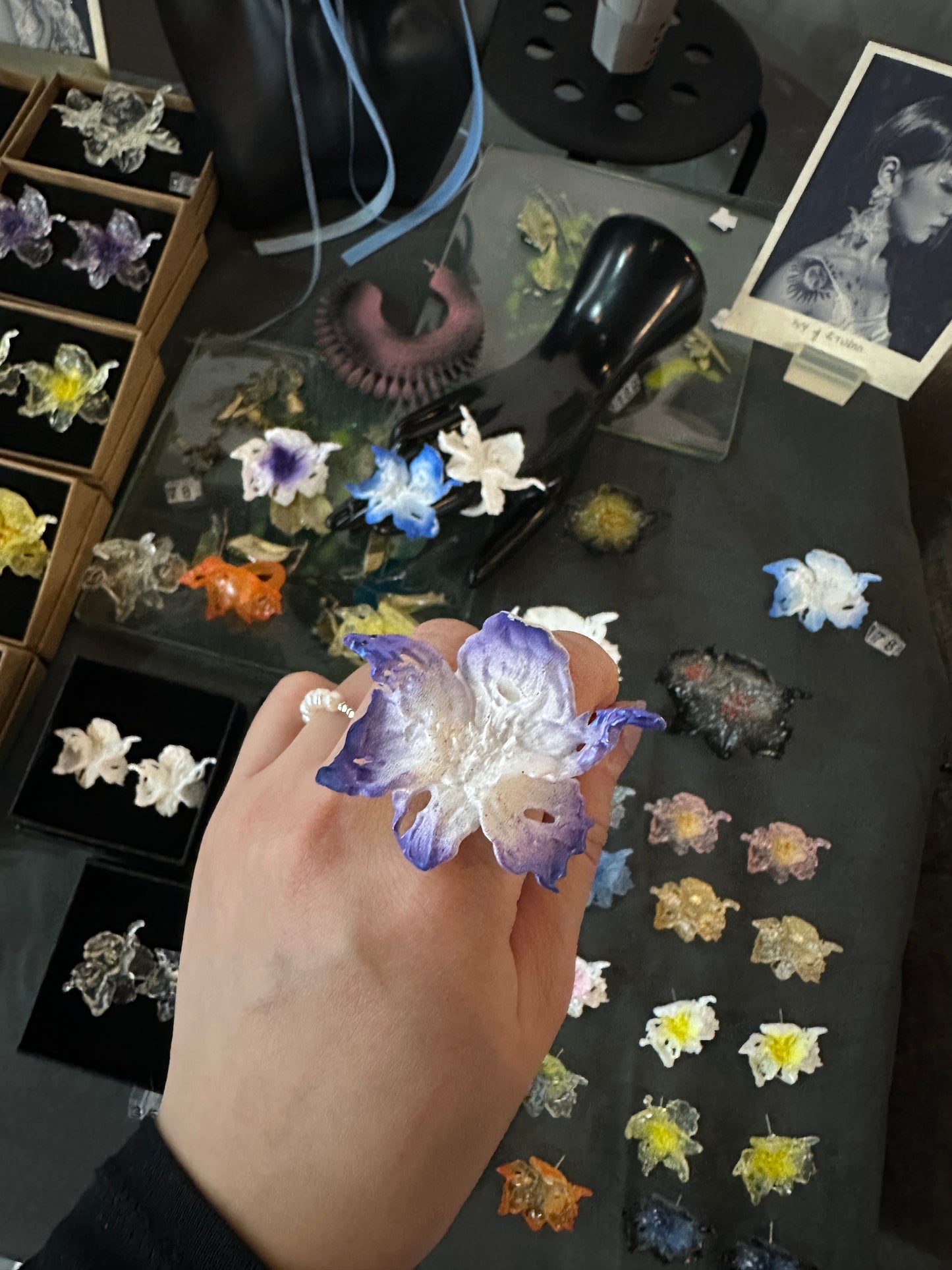 Daffodil Flower Ring Nº1 - Purple Edge