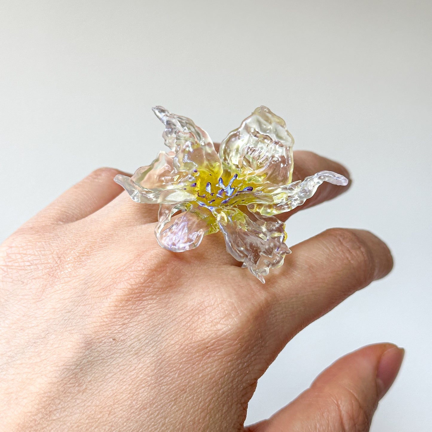 Daffodil Flower Ring Nº1 - Green Yellow Point