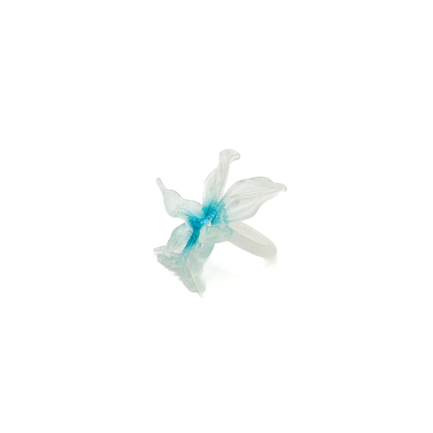 Mini Orchid Whisper Ring - Neon Blue Center