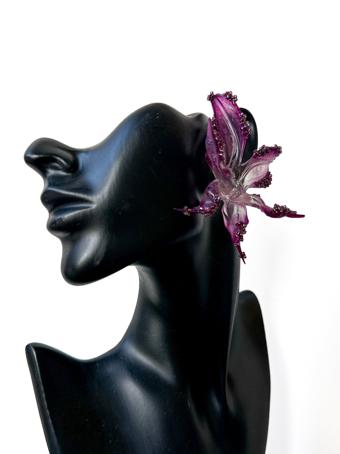 Miss Mysterious Beaded Orchid Earrings