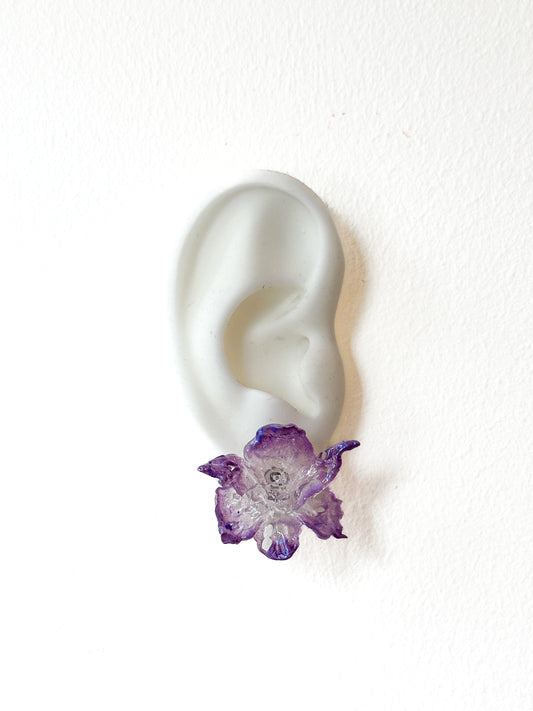 Mini Daffodils Blossom Stud Earrings- Purple Edge