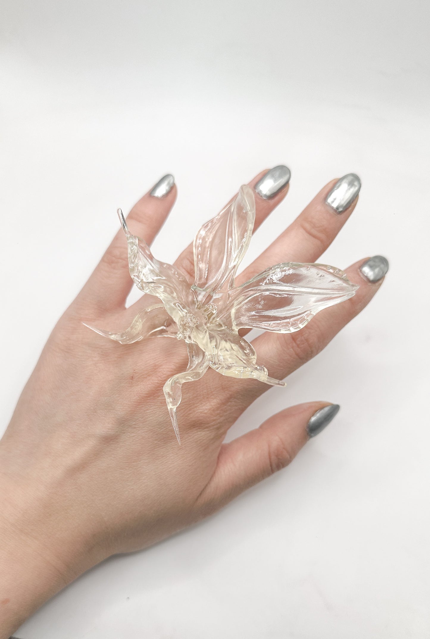 Large Dancing Orchid Ring - Clear