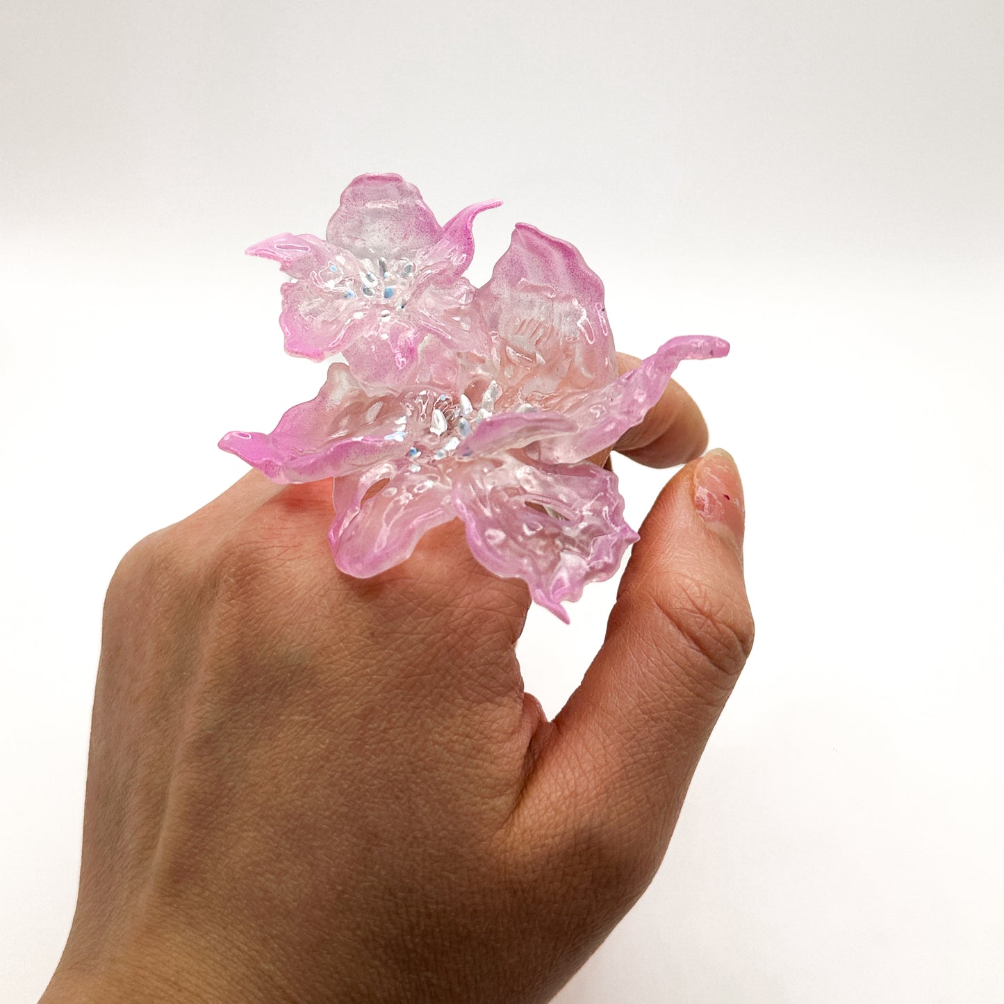 Daffodil Duo Flower Ring - Baby Pink Edge