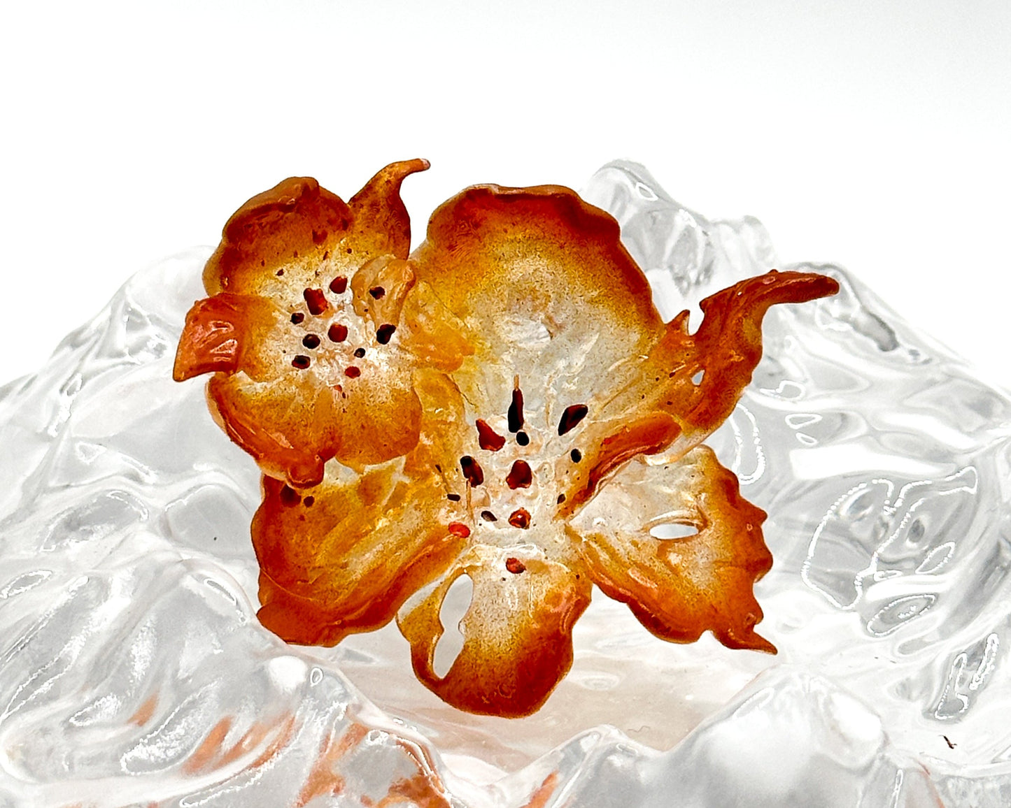 Daffodil Duo Flower Ring - Burnt Orange Edge