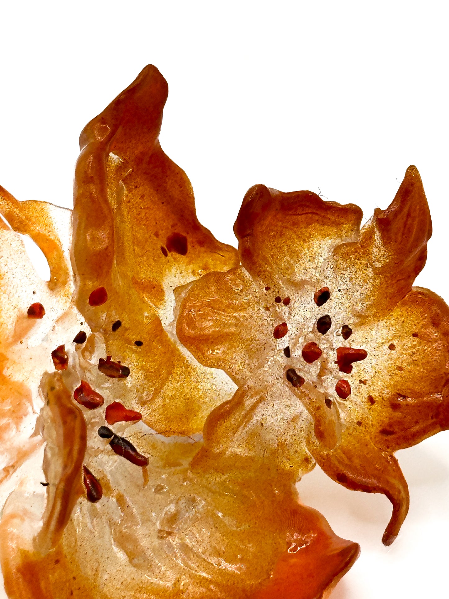 Daffodil Duo Flower Ring - Burnt Orange Edge