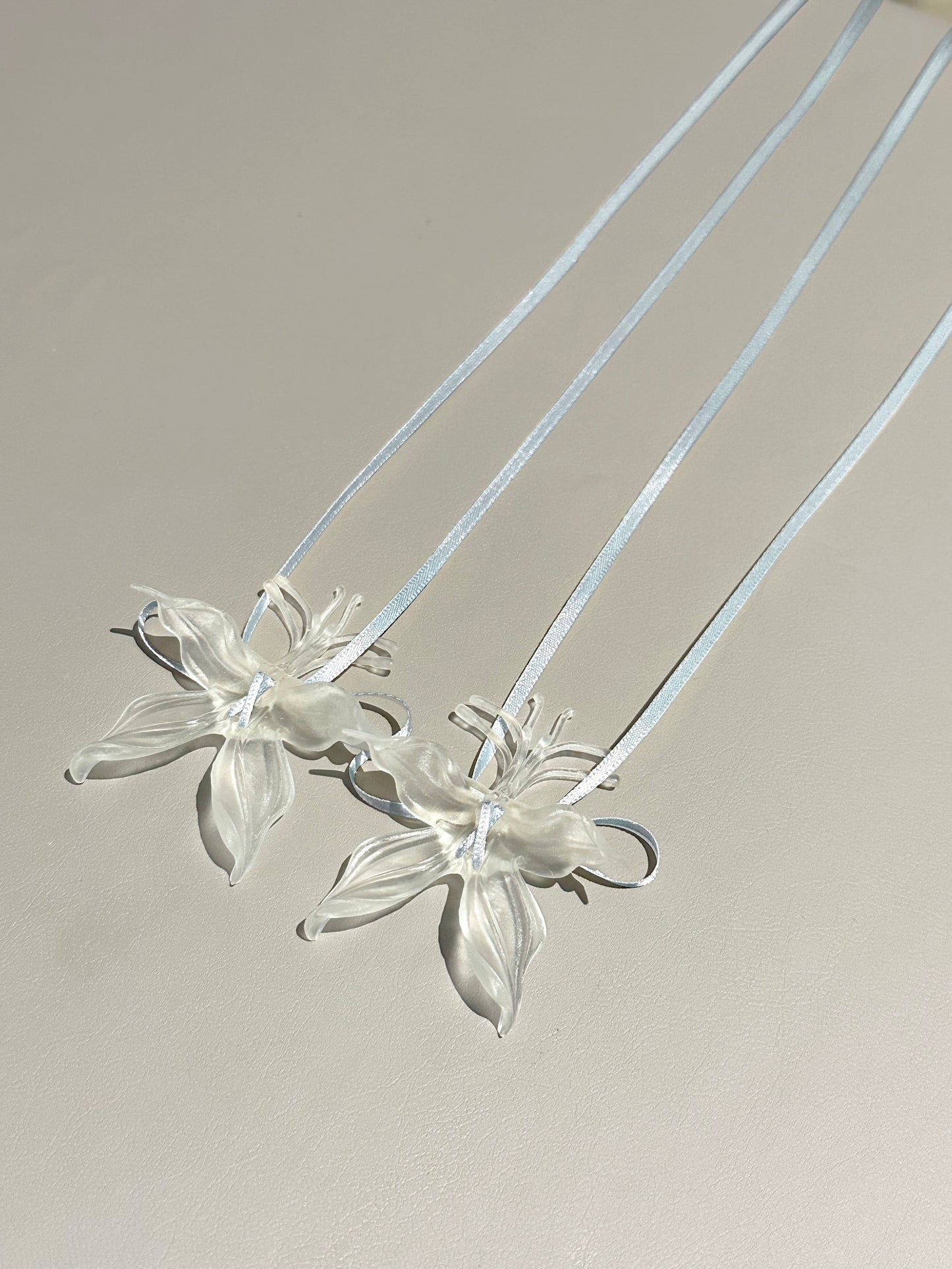 Clear Orchid Whispers Earrings Ribbon