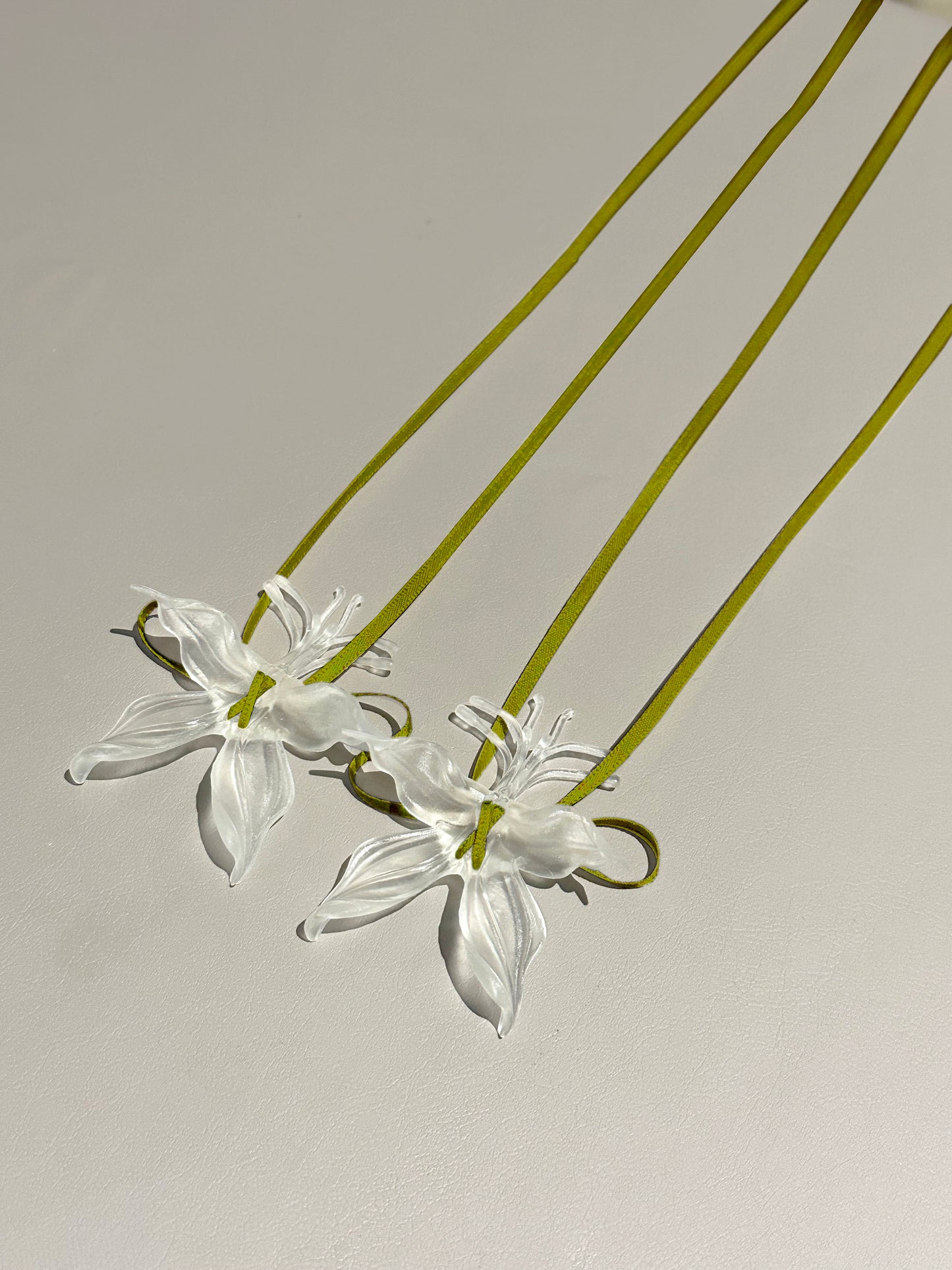 Clear Orchid Whispers Earrings Ribbon