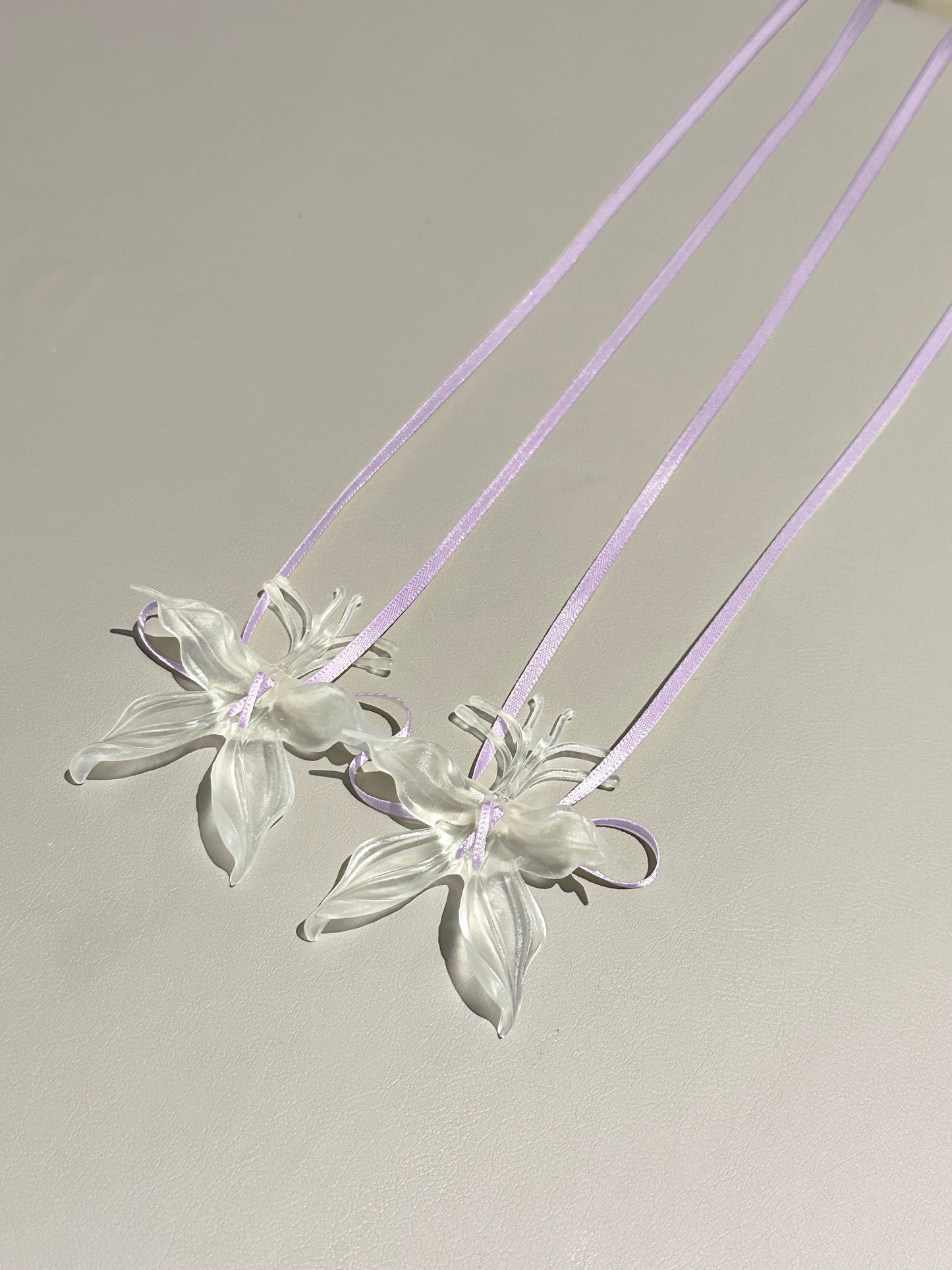 Clear Orchid Whispers Earrings Ribbon