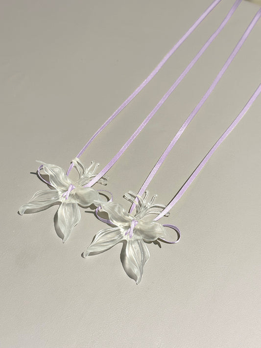 Clear Orchid Whispers Earrings Ribbon  - Liac
