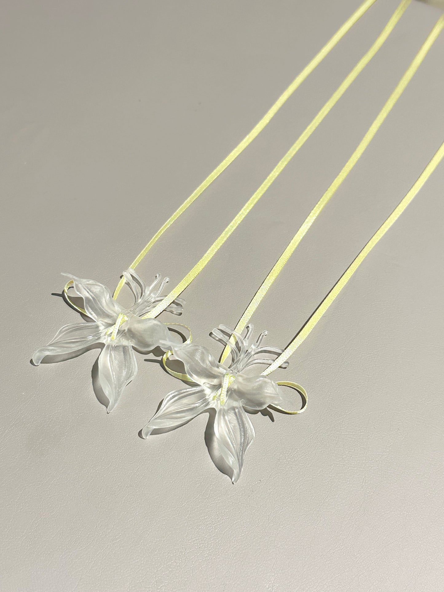 Clear Orchid Whispers Earrings Ribbon