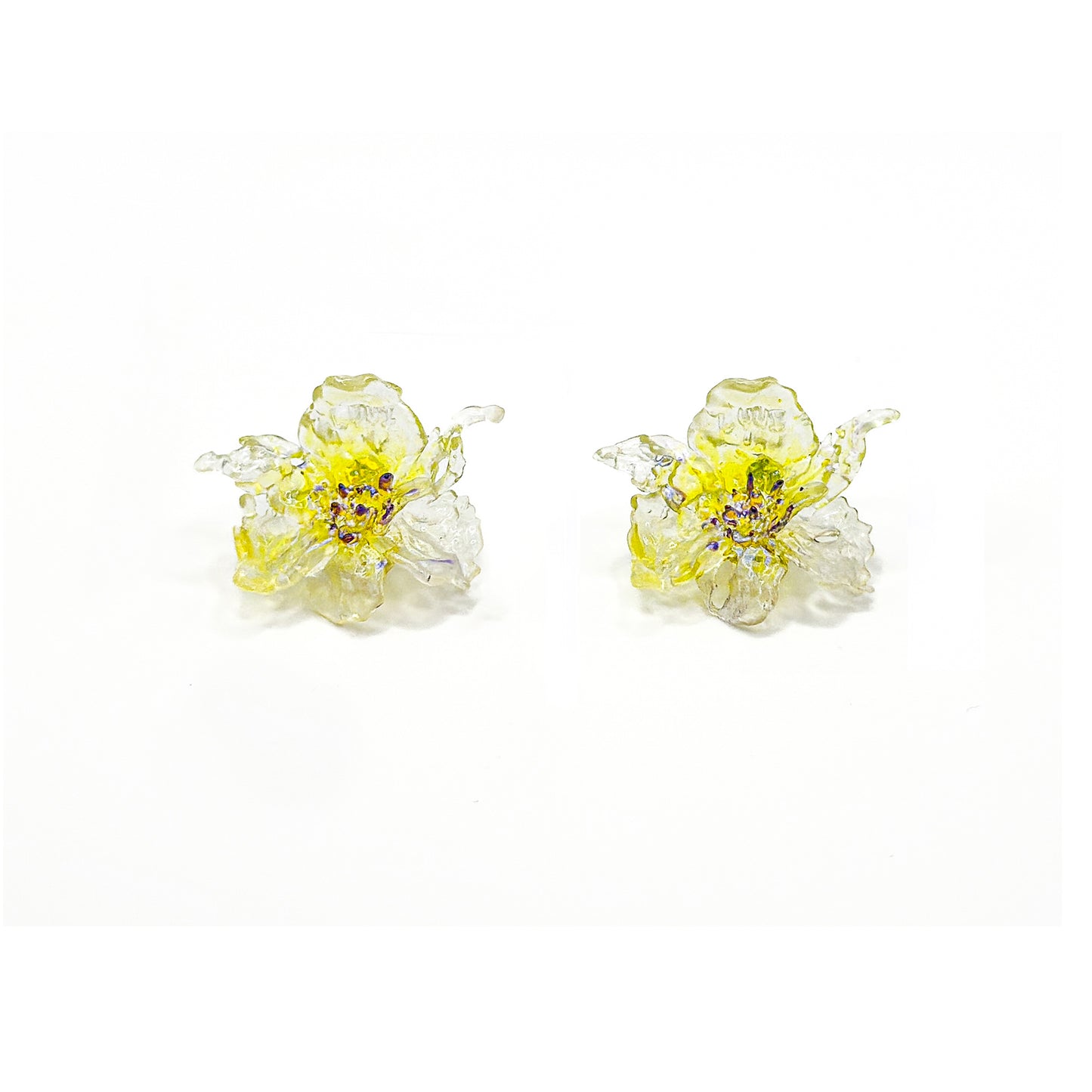 Regular Daffodils Earrings - Green Yellow Point/Purple