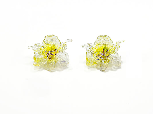 Regular Daffodils Earrings - Green Yellow Point/Purple