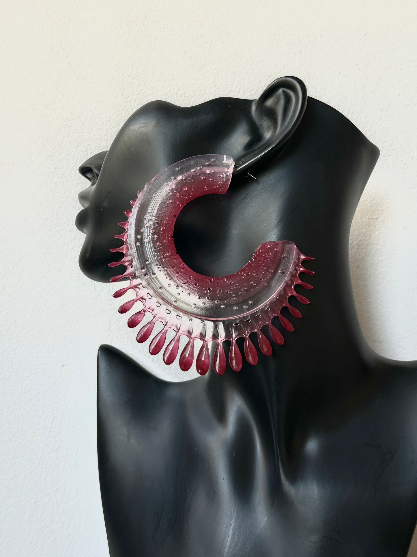 Resilient Passiflora Arc Earrings - Scarlet