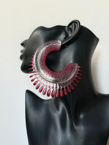 Resilient Passiflora Arc Earrings - Scarlet