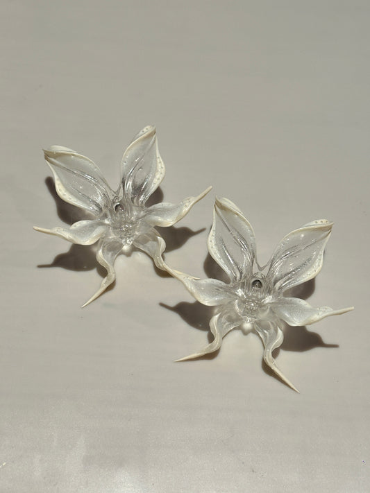 Ivory Orchid Whisper Earrings- Mini
