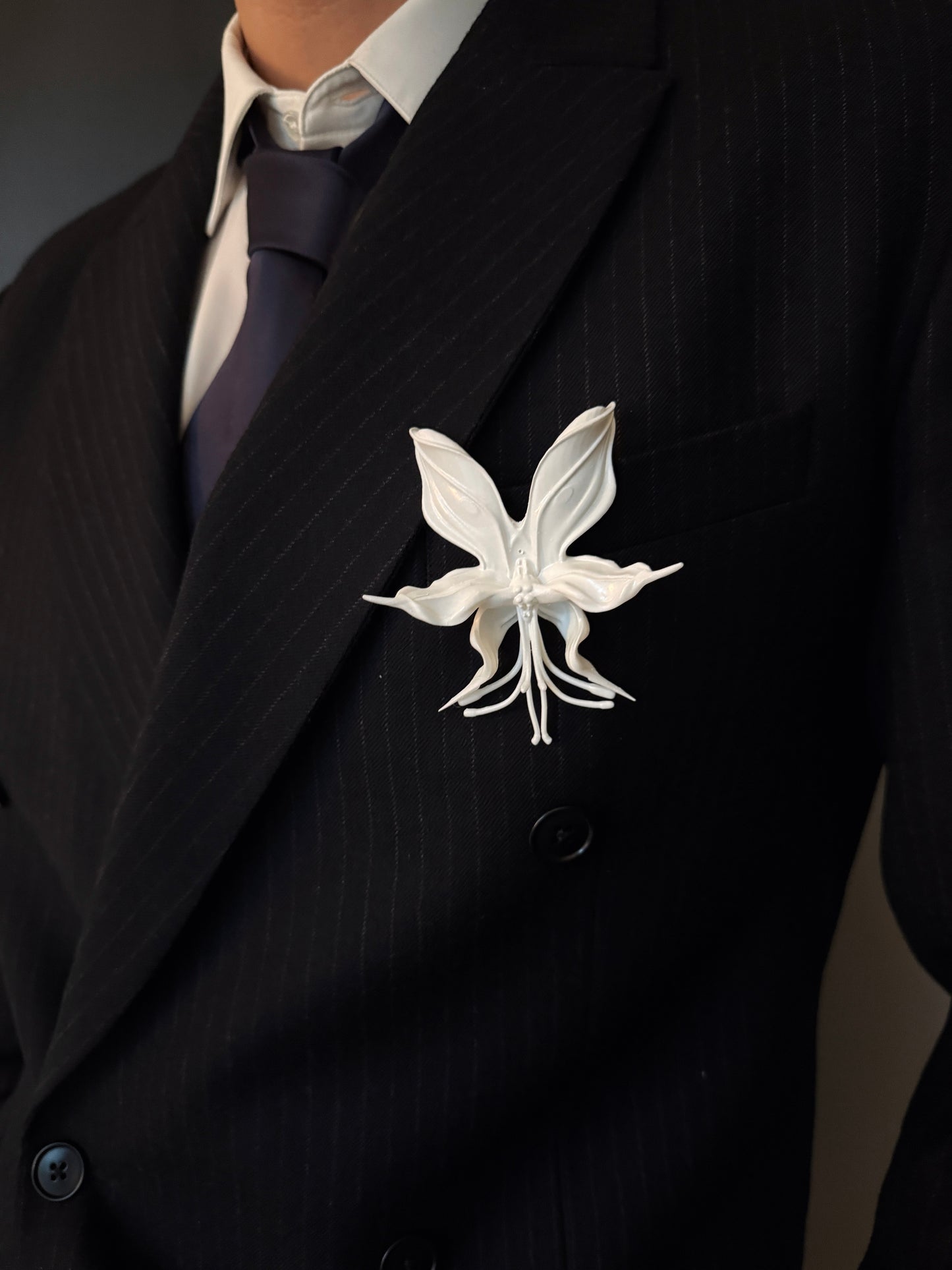 White Orchid Whisper Brooch