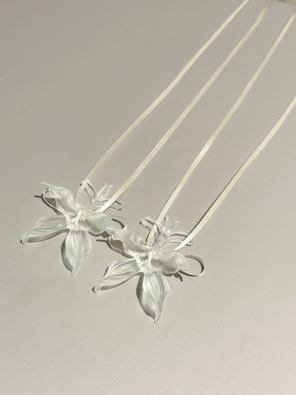Clear Orchid Whispers Earrings Ribbon