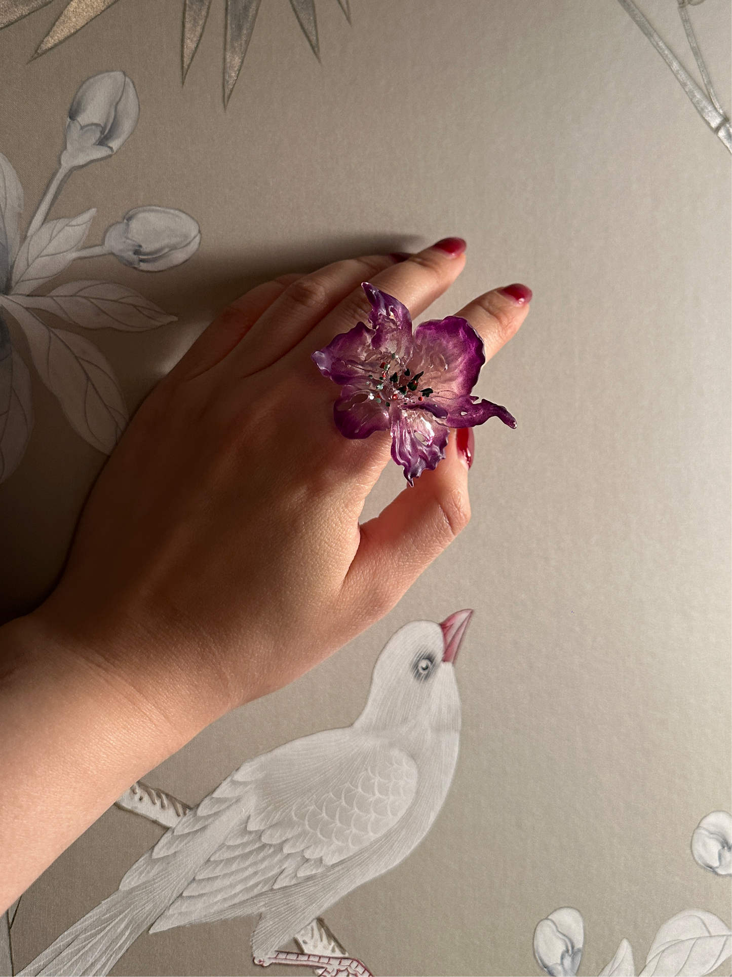 Daffodil Flower Ring Nº1 - Purple Edge