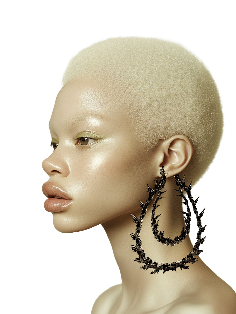 Ocean Coral Spine Earrings - Black