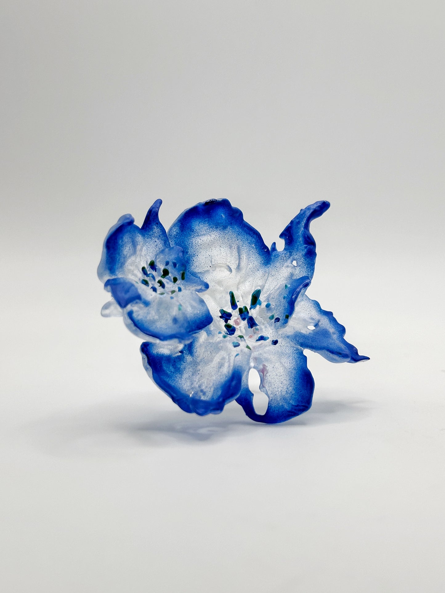 Daffodil Duo Flower Ring - Electric Blue Edge