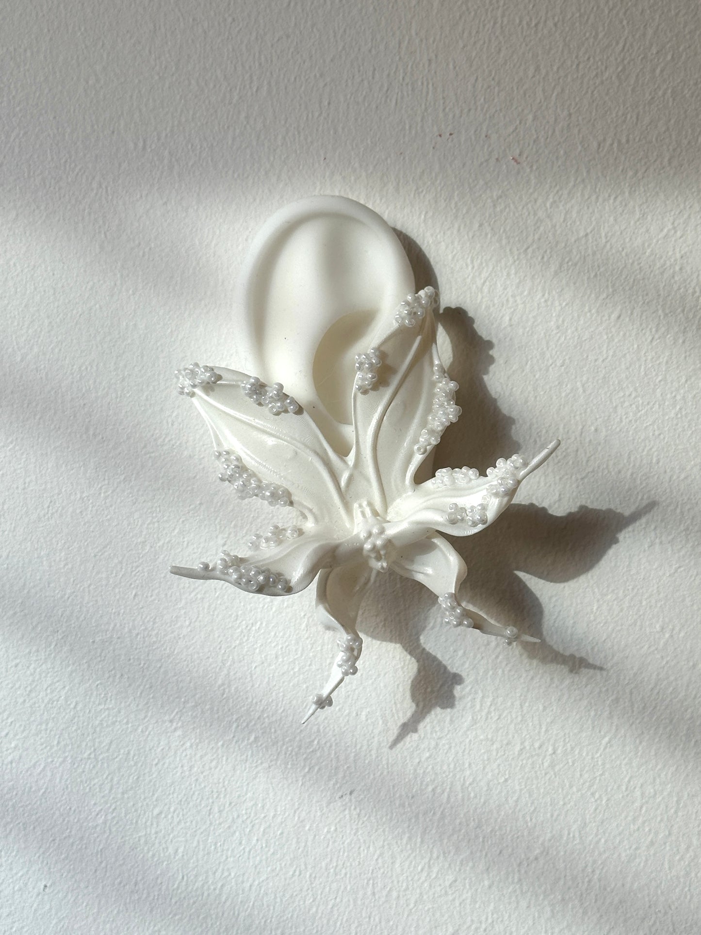 Snow White Beaded Orchid Earrings