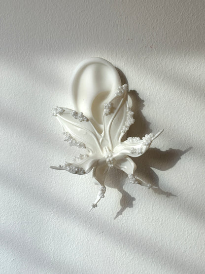 Snow White Beaded Orchid Earrings