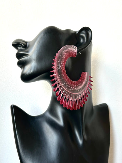 Resilient Passiflora Arc Earrings - Scarlet