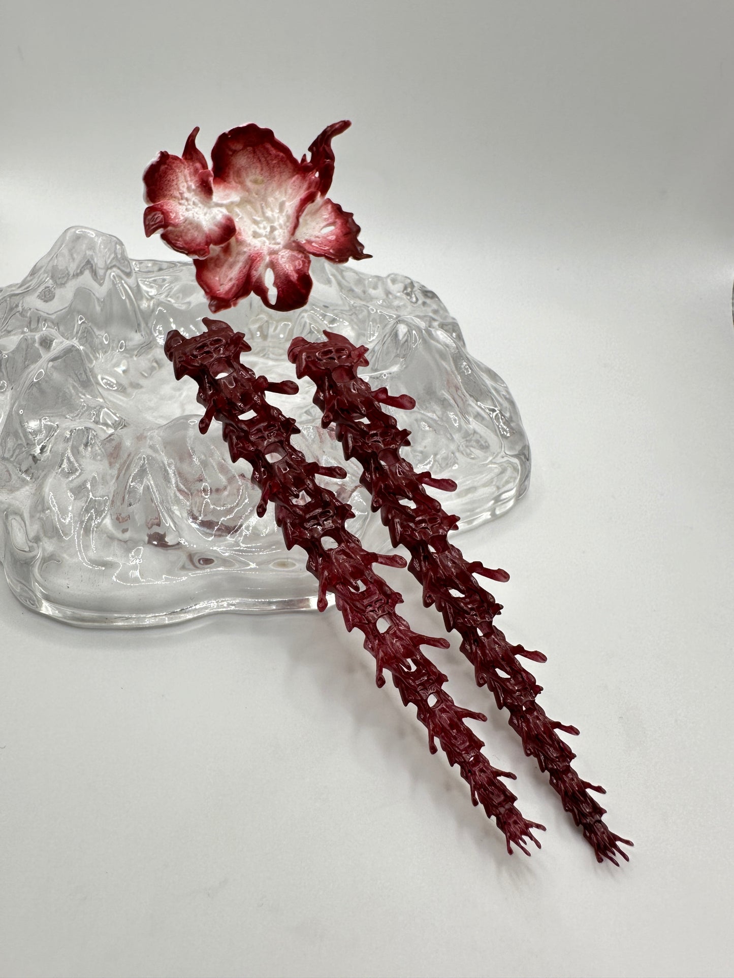 Oceanspine Petals Earrings - Burgundy