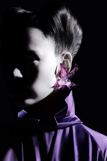 Miss Mysterious Beaded Orchid Earrings