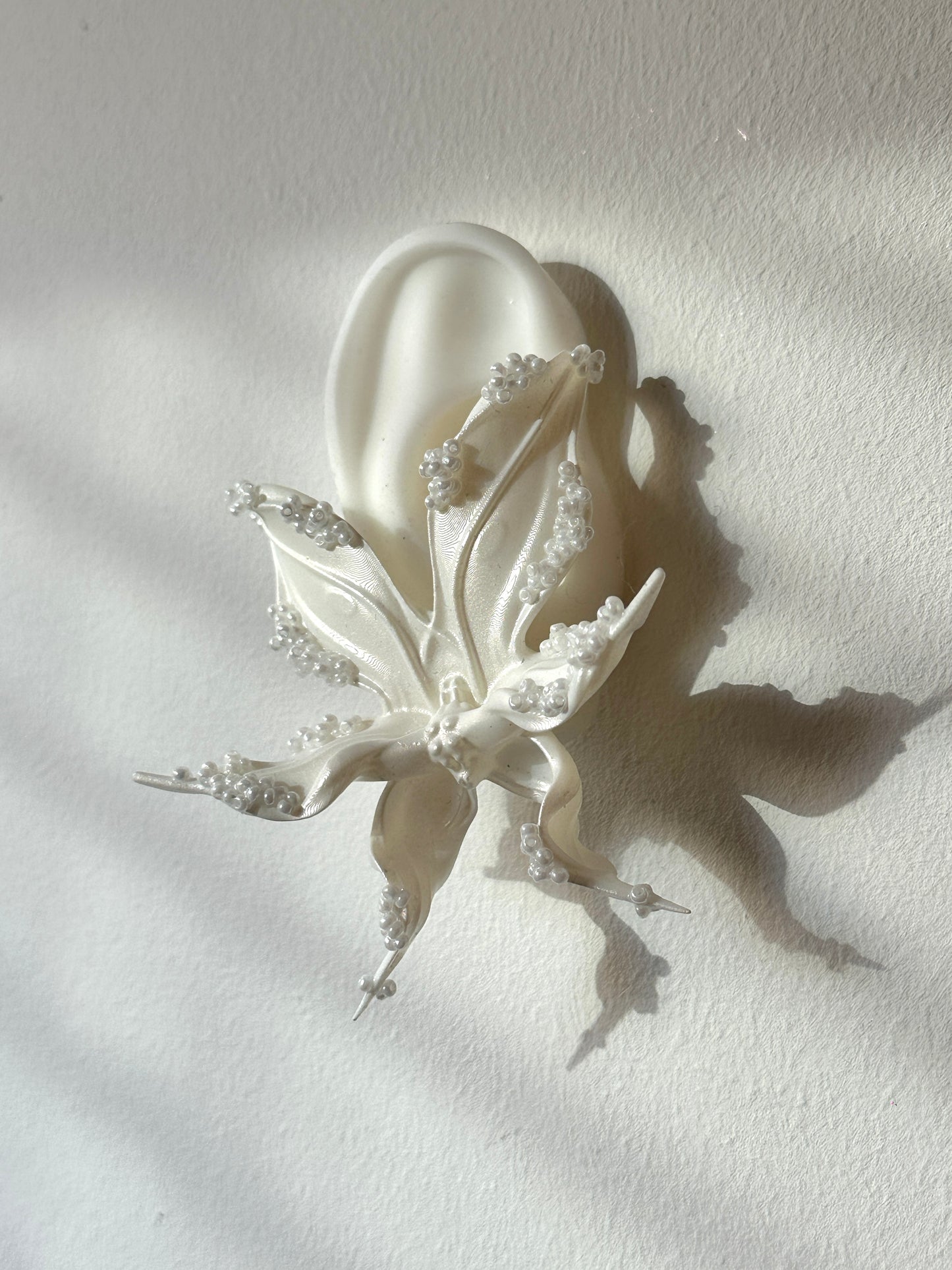 Snow White Beaded Orchid Earrings