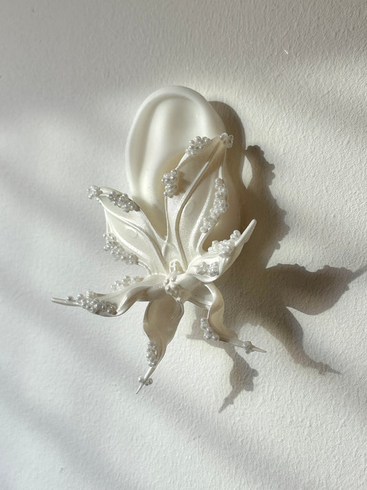 Snow White Beaded Orchid Earrings