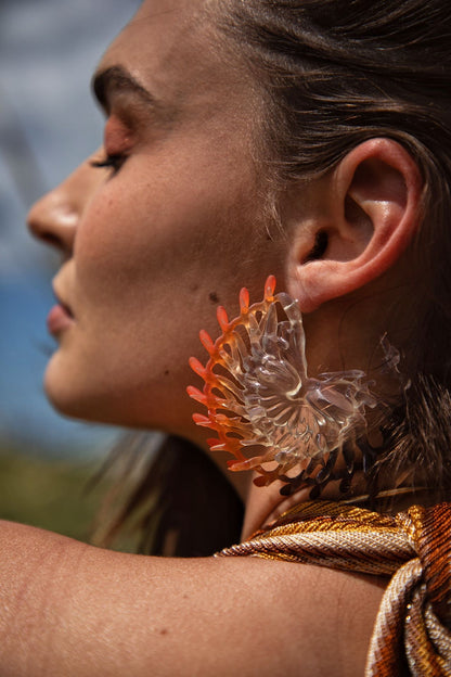 Botanic Elegy Hoop Earrings - Black & Orange