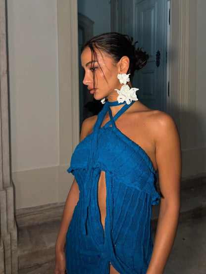 White Blossom Mega Daffodil Dangle Earrings